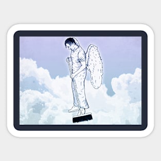 An angel cleans heaven Sticker